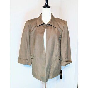 Alex Marie Women Brown Blazer 14 Linen Adjustable Lightweight